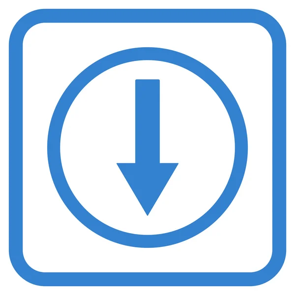 Dół zaokrąglony strzałka wektor ikona w ramce — Wektor stockowy