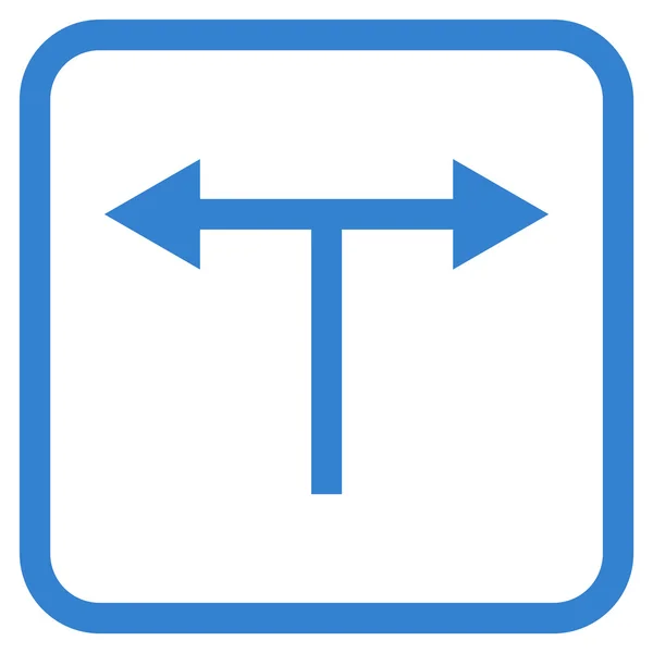 Gabelungspfeile links rechts Vektor-Symbol in einem Rahmen — Stockvektor