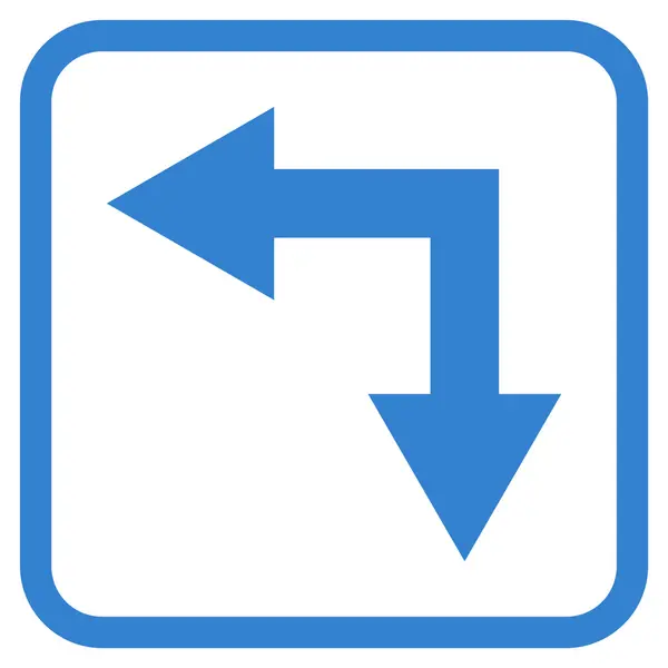 Flèche de bifurcation Icône vectorielle gauche vers le bas dans un cadre — Image vectorielle