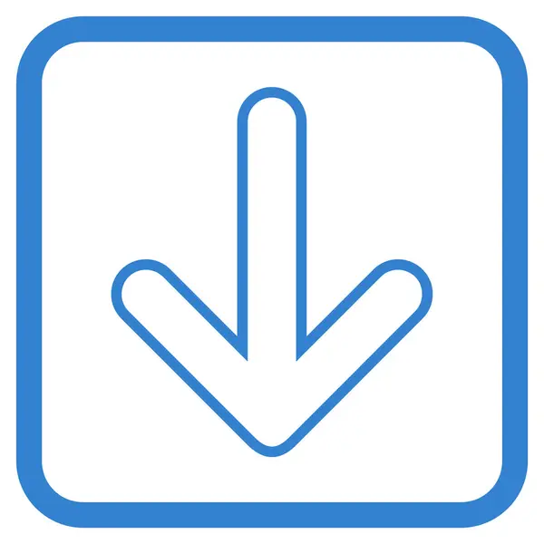 Seta arredondada para baixo ícone do vetor em um quadro — Vetor de Stock