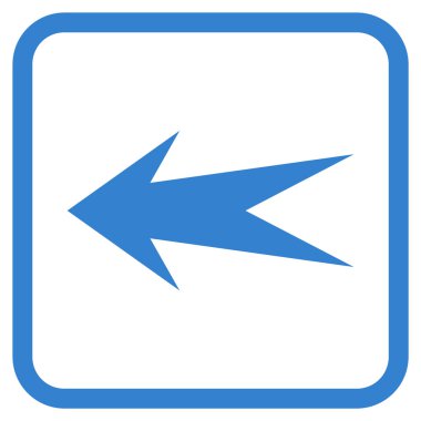 Ok sol vektör simgesi bir çerçeve içinde