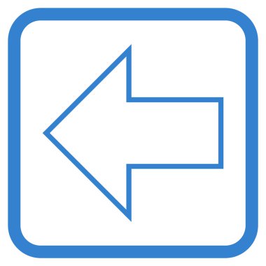 Ok sol vektör simgesi bir çerçeve içinde