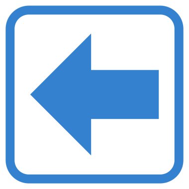 Ok sol vektör simgesi bir çerçeve içinde