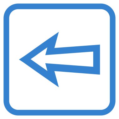 Ok sol vektör simgesi bir çerçeve içinde