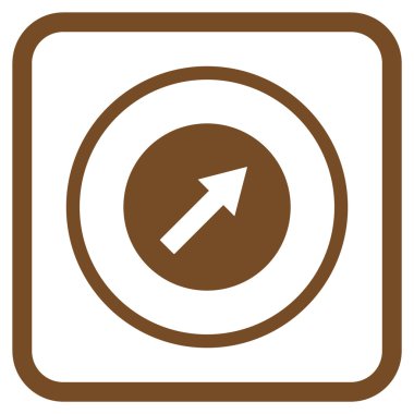 Yukarı sağ yuvarlak ok vektör simgesi bir çerçeve içinde