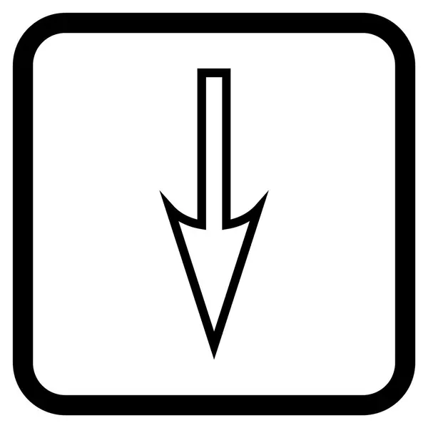 Ostrými šipka dolů vektorové ikony v rámečku — Stockový vektor