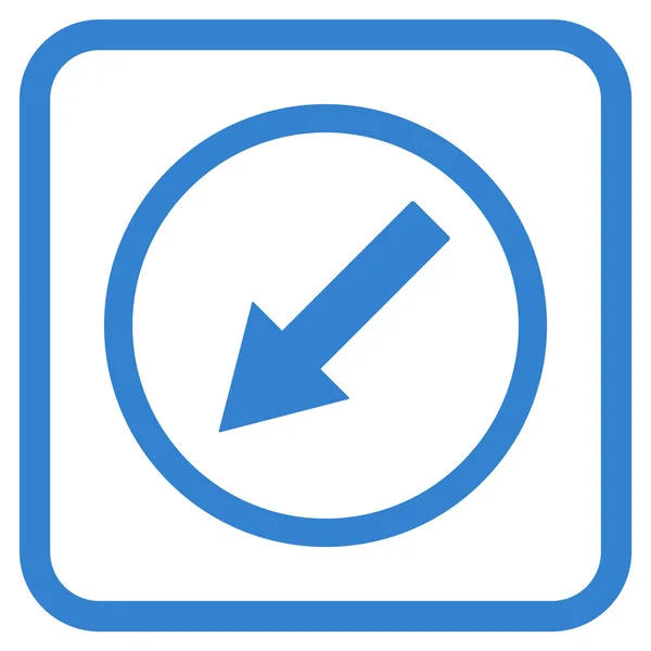 Afgeronde pijl-omlaag-links Vector Icon In een Frame — Stockvector