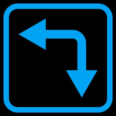 Vektör simgesi bir çerçeve içinde aşağı sol çatallanma ok