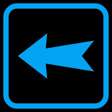 Ok sol vektör simgesi bir çerçeve içinde