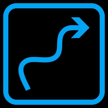 Eğri ok vektör simgesi bir çerçeve içinde