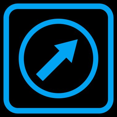 Yukarı sağ yuvarlak ok vektör simgesi bir çerçeve içinde