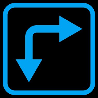 Vektör simgesi bir çerçeve içinde aşağı doğru çatallanma ok