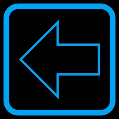 Ok sol vektör simgesi bir çerçeve içinde