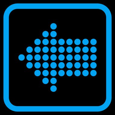 Noktalı ok sol vektör simgesi bir çerçeve içinde