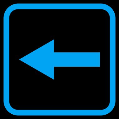 Ok sol vektör simgesi bir çerçeve içinde