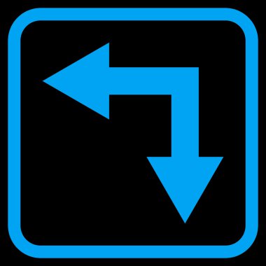 Vektör simgesi bir çerçeve içinde aşağı sol çatallanma ok