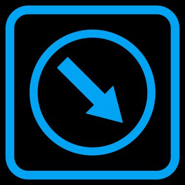 Aşağı doğru yuvarlak ok vektör simgesi bir çerçeve içinde