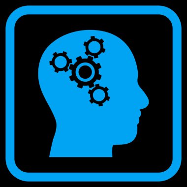 Beyin mekanik vektör simgesi bir çerçeve içinde