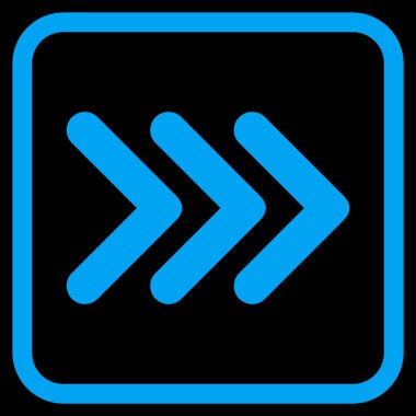 Ok ucu doğru vektör simgesi bir çerçeve içinde üçlü