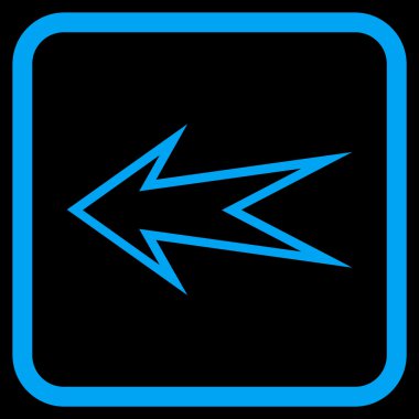 Ok sol vektör simgesi bir çerçeve içinde