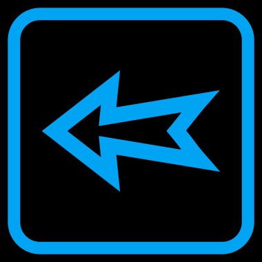 Ok sol vektör simgesi bir çerçeve içinde