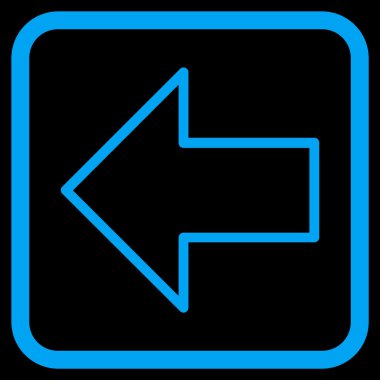 Ok sol vektör simgesi bir çerçeve içinde