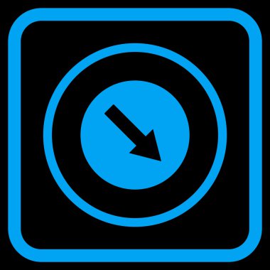 Aşağı doğru yuvarlak ok vektör simgesi bir çerçeve içinde