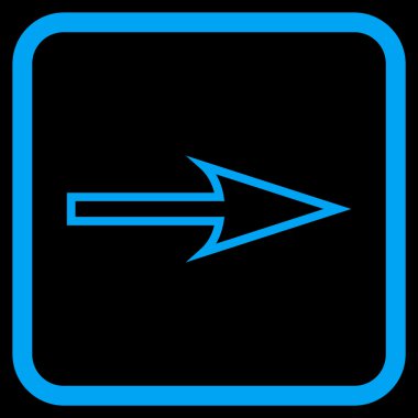 Keskin ok doğru vektör simgesi bir çerçeve içinde