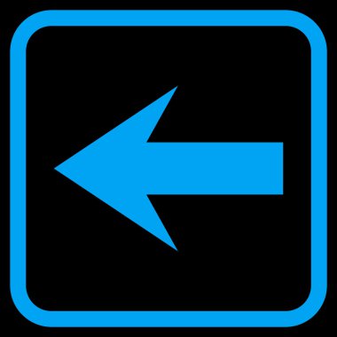 Ok sol vektör simgesi bir çerçeve içinde