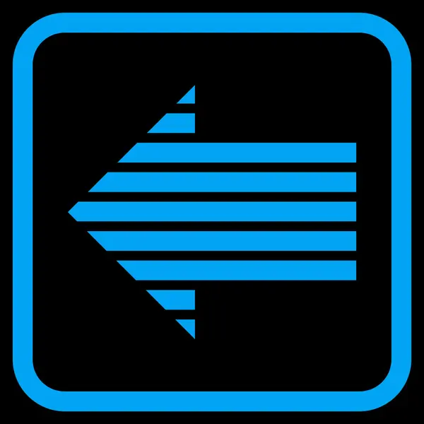 Streifenpfeil linkes Vektorsymbol in einem Rahmen — Stockvektor