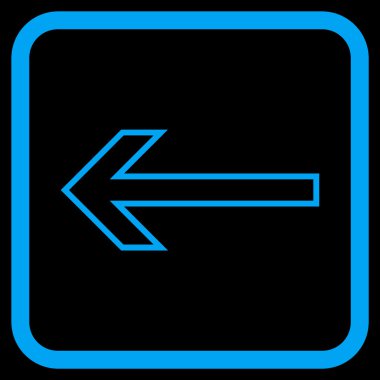 Ok sol vektör simgesi bir çerçeve içinde