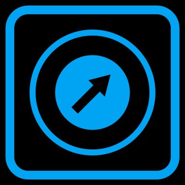 Yukarı sağ yuvarlak ok vektör simgesi bir çerçeve içinde