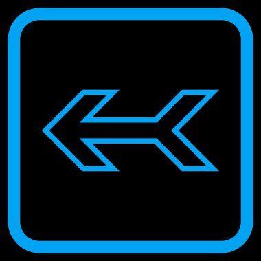 Ok sol vektör simgesi bir çerçeve içinde