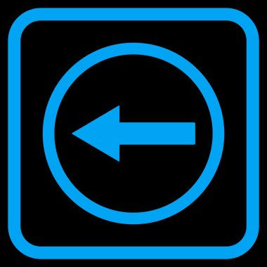 Sol ok vektör simgesi bir çerçeve içinde yuvarlak