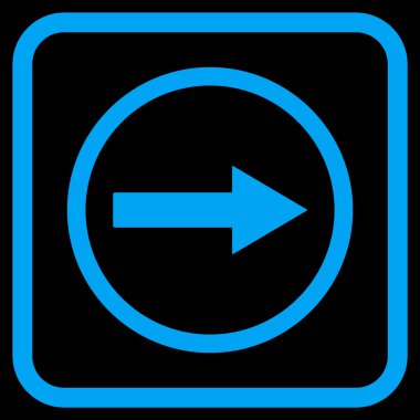 Sağ ok vektör simgesi bir çerçeve içinde yuvarlak