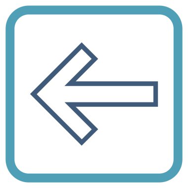 Ok sol vektör simgesi bir çerçeve içinde