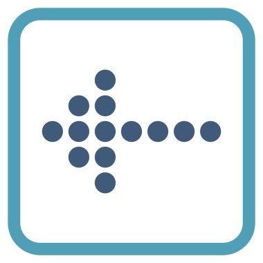 Noktalı ok sol vektör simgesi bir çerçeve içinde