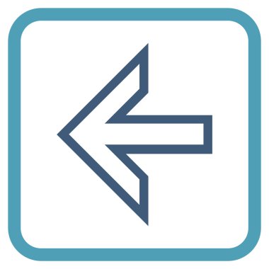 Ok sol vektör simgesi bir çerçeve içinde