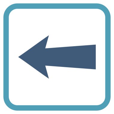 Ok sol vektör simgesi bir çerçeve içinde