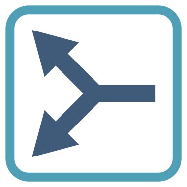 Bifurkasyon ok sol vektör simgesi bir çerçeve içinde