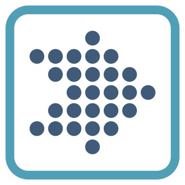 Noktalı ok doğru vektör simgesi bir çerçeve içinde