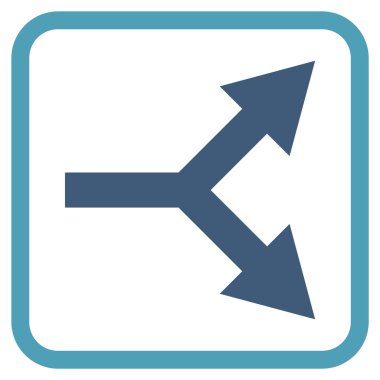 Bifurkasyon ok doğru vektör simgesi bir çerçeve içinde