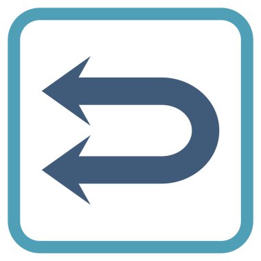 Çift sol ok vektör simgesi bir çerçeve içinde