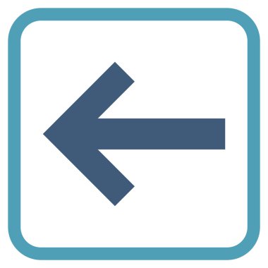 Ok sol vektör simgesi bir çerçeve içinde