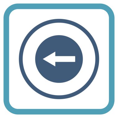 Sol ok vektör simgesi bir çerçeve içinde yuvarlak