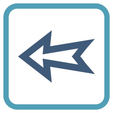 Ok sol vektör simgesi bir çerçeve içinde