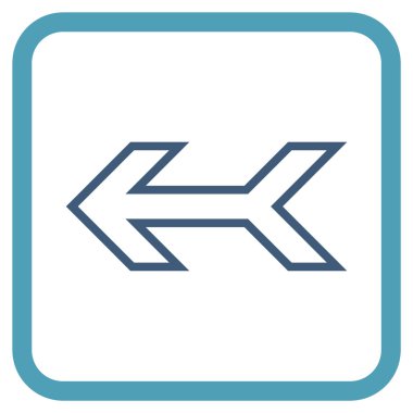 Ok sol vektör simgesi bir çerçeve içinde