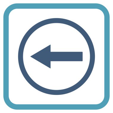 Sol ok vektör simgesi bir çerçeve içinde yuvarlak