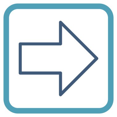 Ok sağ vektör simgesi bir çerçeve içinde