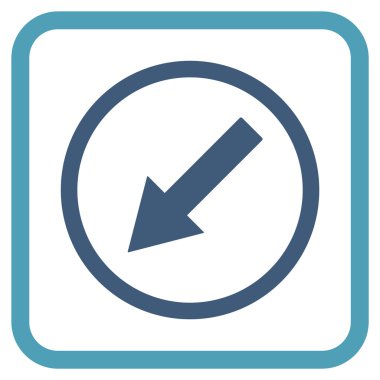 Aşağı sol yuvarlak ok vektör simgesi bir çerçeve içinde